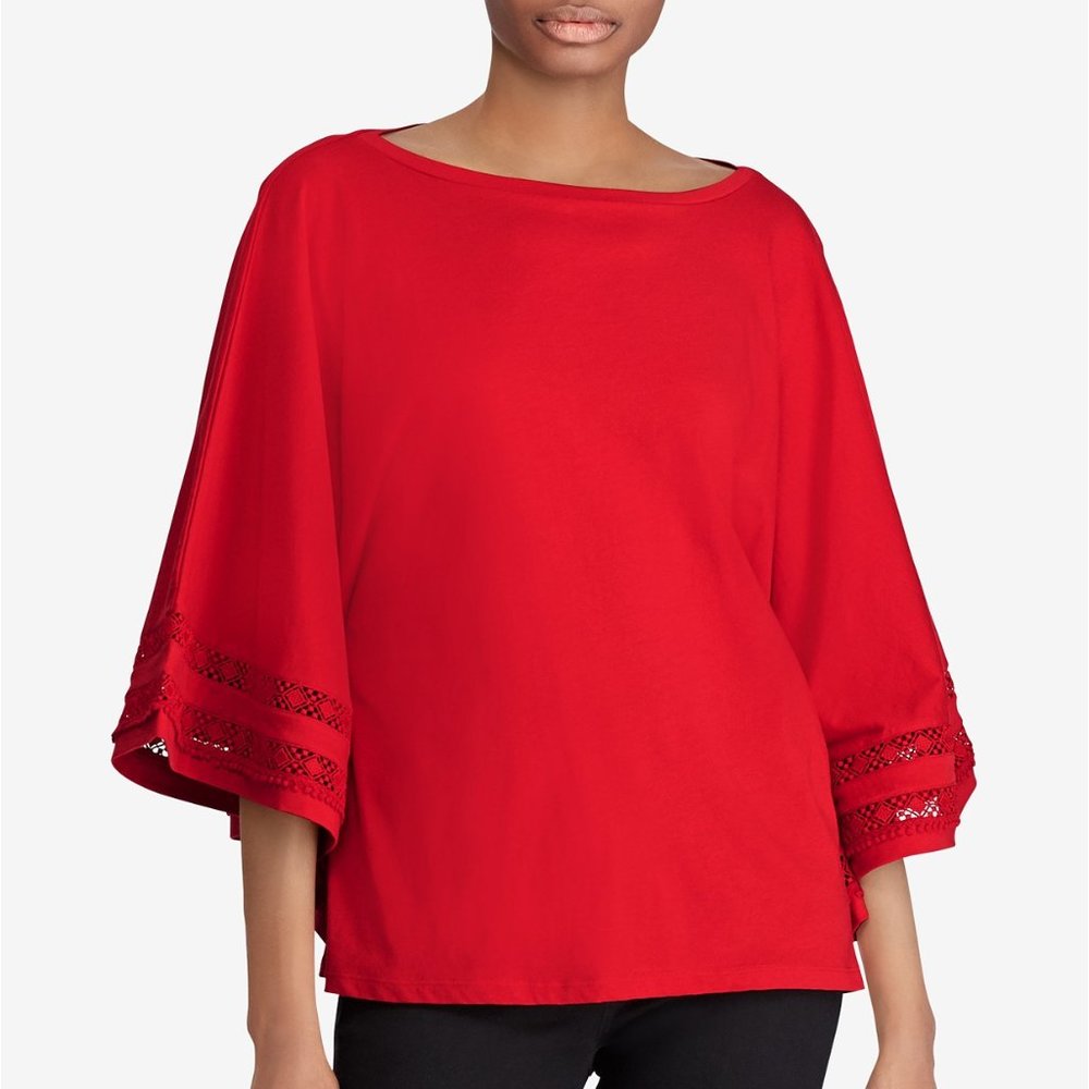 Lauren Ralph Lauren Lace-Trim Jersey Dolman-Sleeve